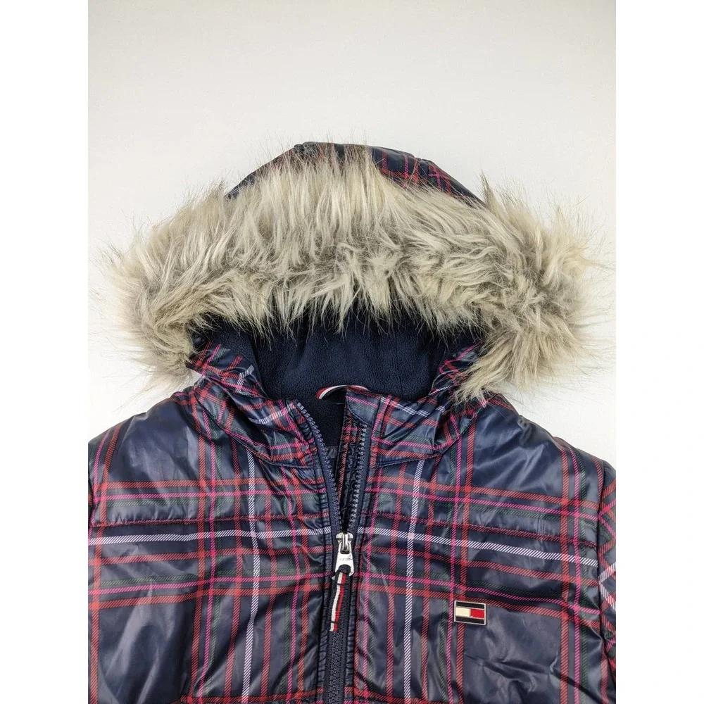 Tommy Hilfiger Navy Plaid Winter Coat